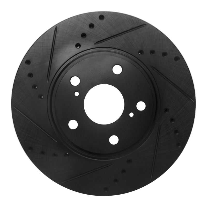 Lexus ES330 Brake Rotor (1) - Front Left - R1 Concepts - Drilled & Slotted - Black - `99-`07